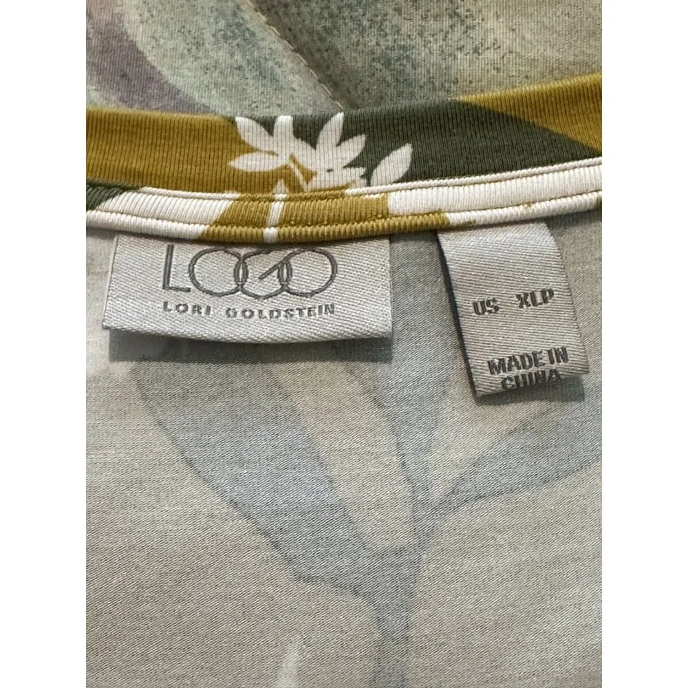 LOGO Lori Goldstein Gold Floral Print Sleeveless Dress - Picture 4 of 5